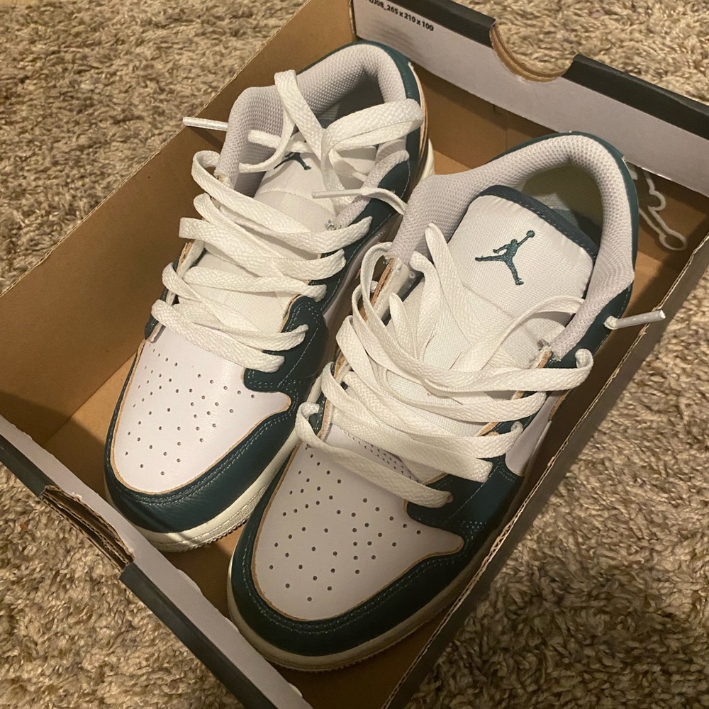 Air Jordan White and Green Sneakers